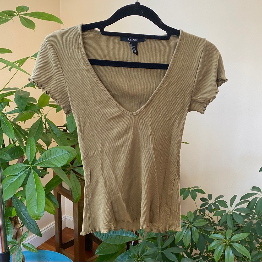 Olive Short Sleeve Crop T-shirt